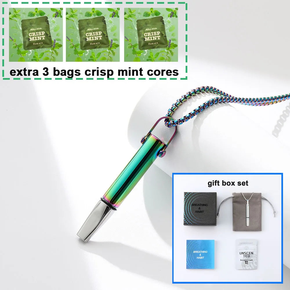 Collier Inhalateur d'Arômes Portable pour Arrêter de Fumer – Diffuseur Personnel Sans Batterie & Sans Vapeur + 3 Recharges OFFERTES