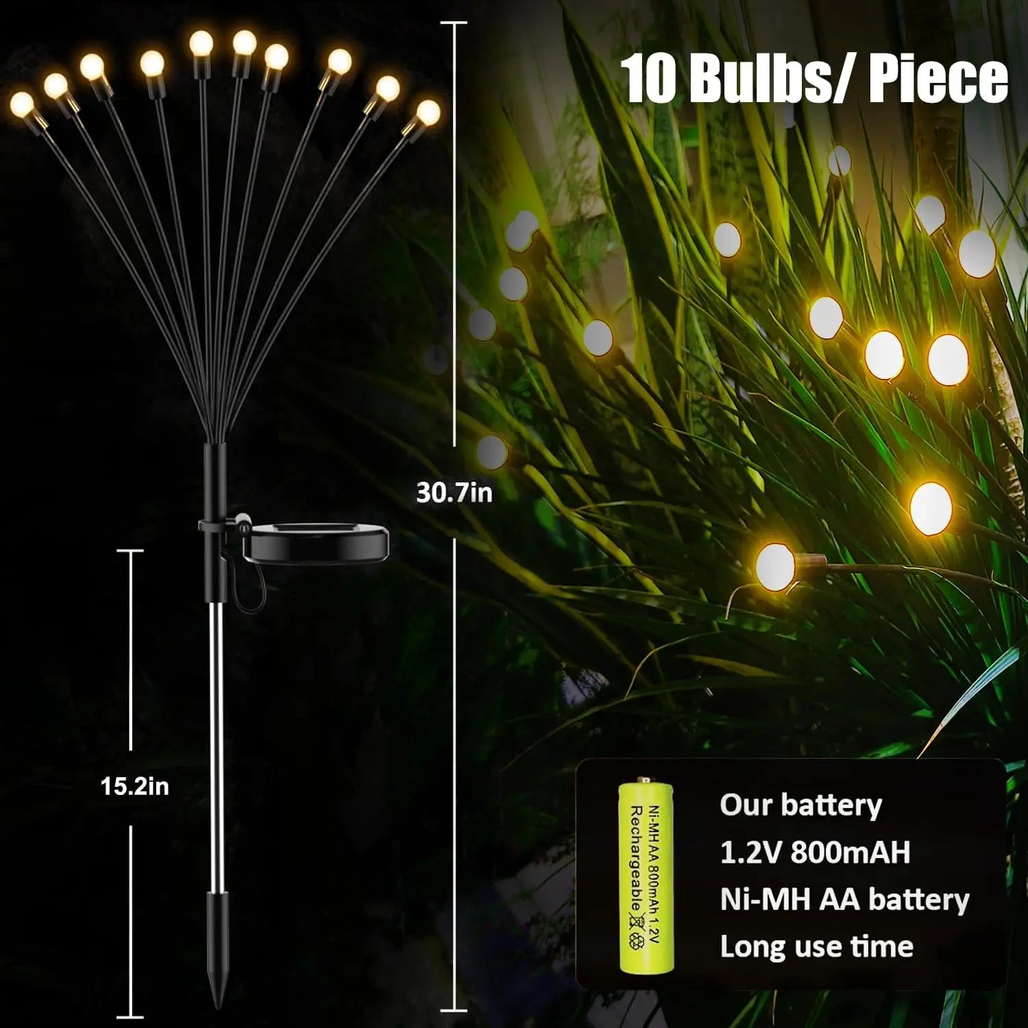 Lampe Lucioles Féériques Solaires de Jardin - 10 Lampes