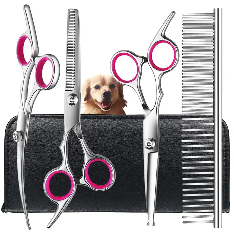 Kit de Toilettage 4PCS pour Chien & Chat – Acier Inoxydable, Ambidextre & Bouts Arrondis Sécurisés
