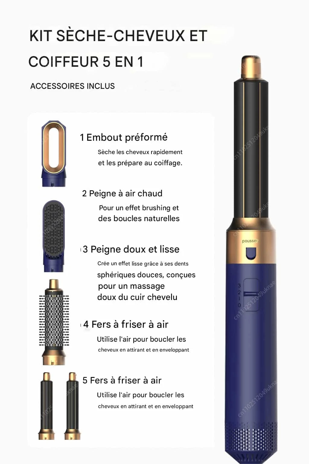 Brosse Soufflante 5 en 1 à Air Chaud - Séchage, Lissage & Brushing Rapide