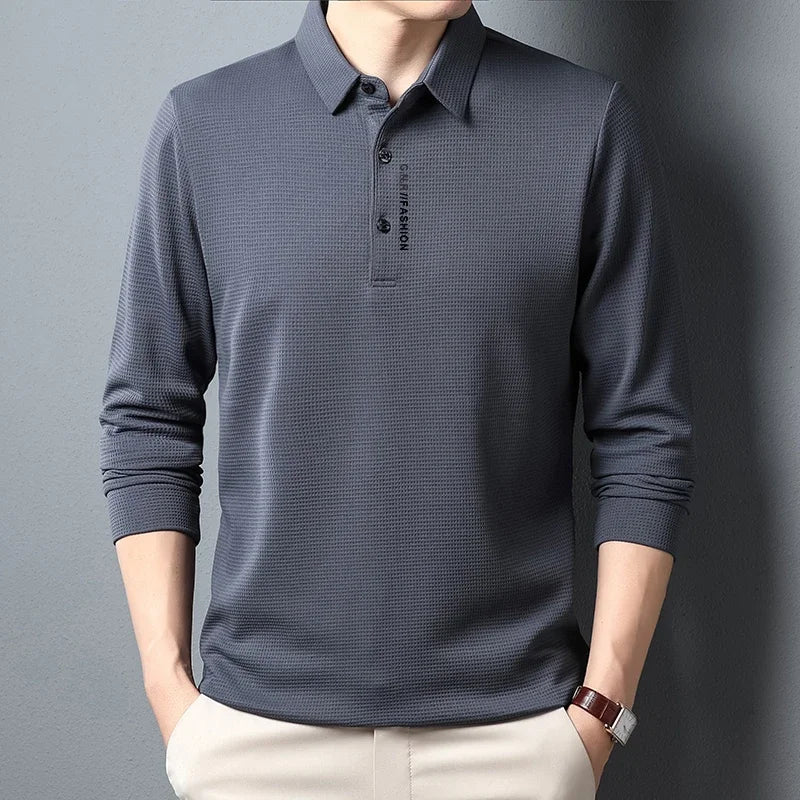 Polo Homme Gaufré Confort - Manches Longues