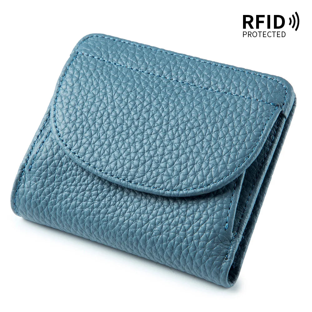 Portefeuille Mini RFID en Cuir Véritable pour Femmes — Ultra-fin, Pratique et Élégant