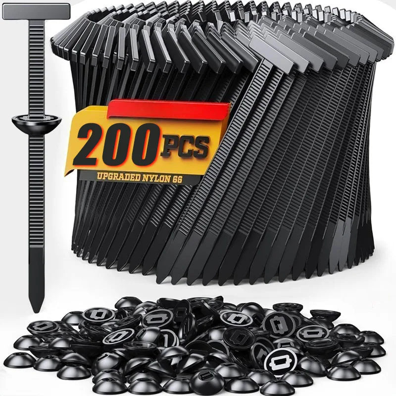 200x Attaches de Câble à Rivets Universels en Nylon