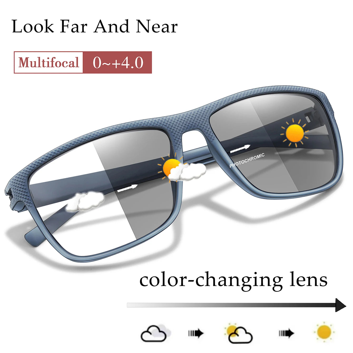 Lunettes Presbytes Photochromiques Ultra-Légères — Verres Teintants Auto