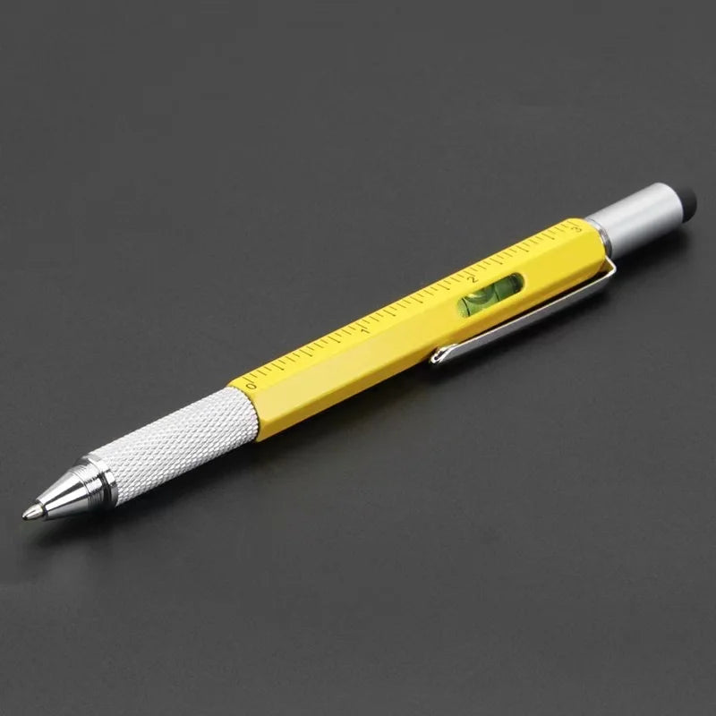 Stylo Multifonction 7-en-1 – Stylet Tactile, Tournevis, Règle, Niveau à Bulle & Stylo à Bille Rechargeable