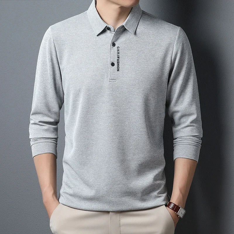 Polo Homme Gaufré Confort - Manches Longues