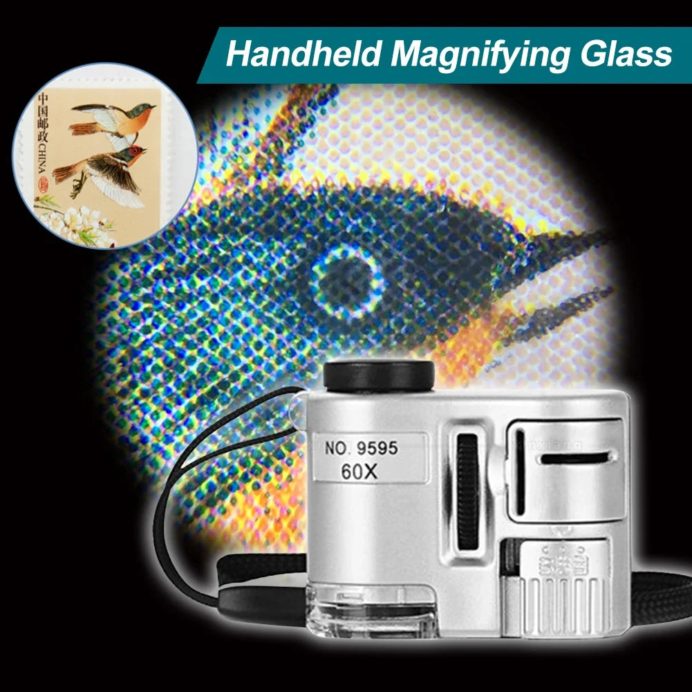 Loupe de Poche 60X avec LED – Mini Microscope Portable pour Bijoux, Devises et Inspection de Précision