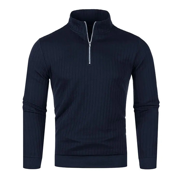Pull côtelé à col cheminé à zip