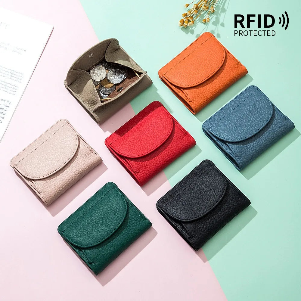 Portefeuille Mini RFID en Cuir Véritable pour Femmes — Ultra-fin, Pratique et Élégant