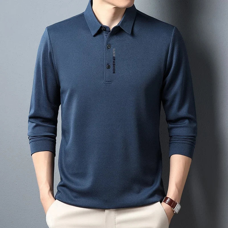 Polo Homme Gaufré Confort - Manches Longues