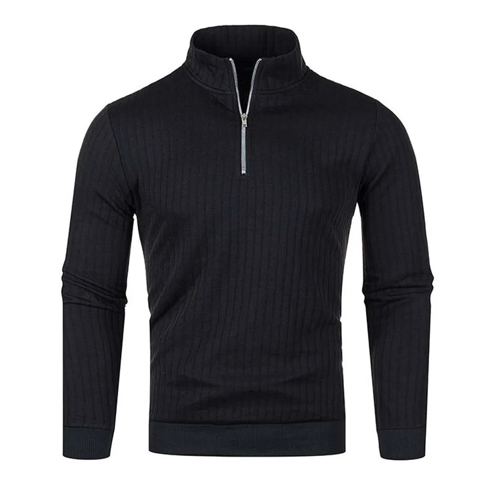 Pull côtelé à col cheminé à zip