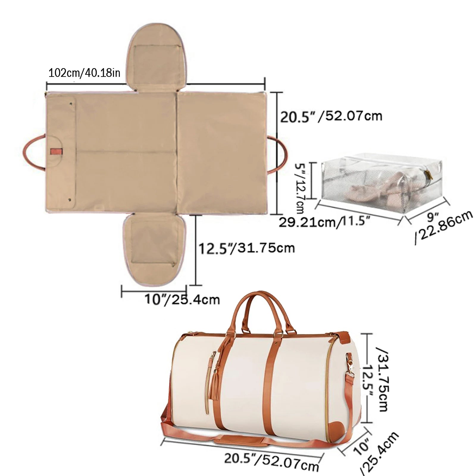 Sac de Voyage Dépliant Innovant & Pratique en Cuir PU