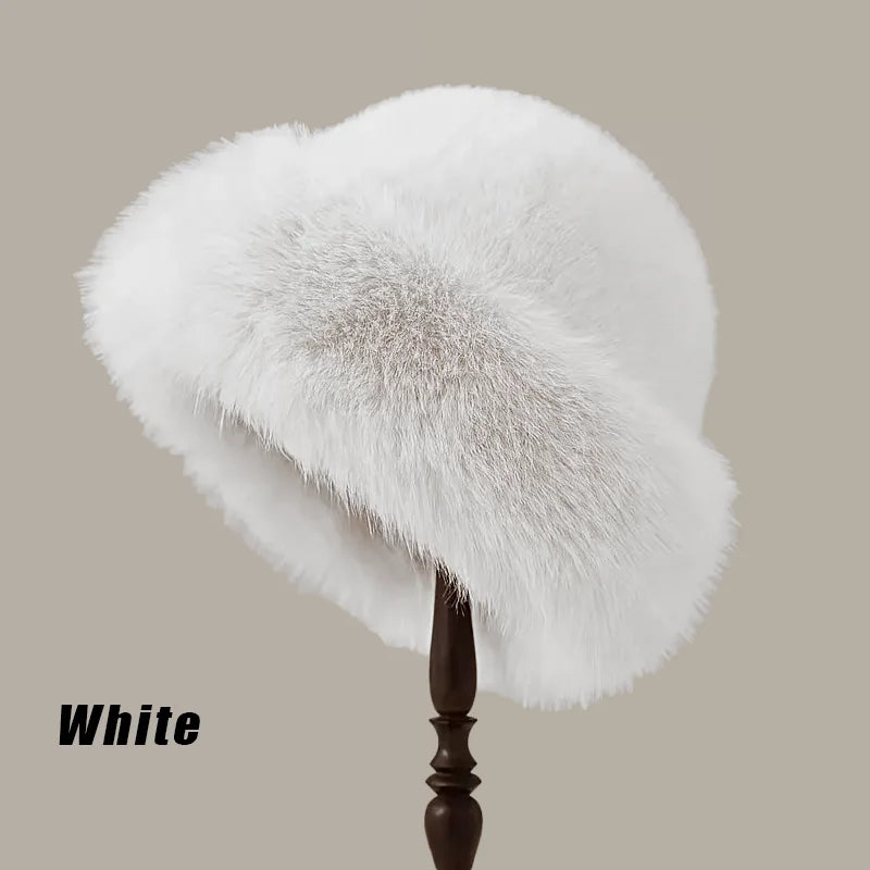 Chapeau à Revers en Fausse Fourrure Chaude - Femme
