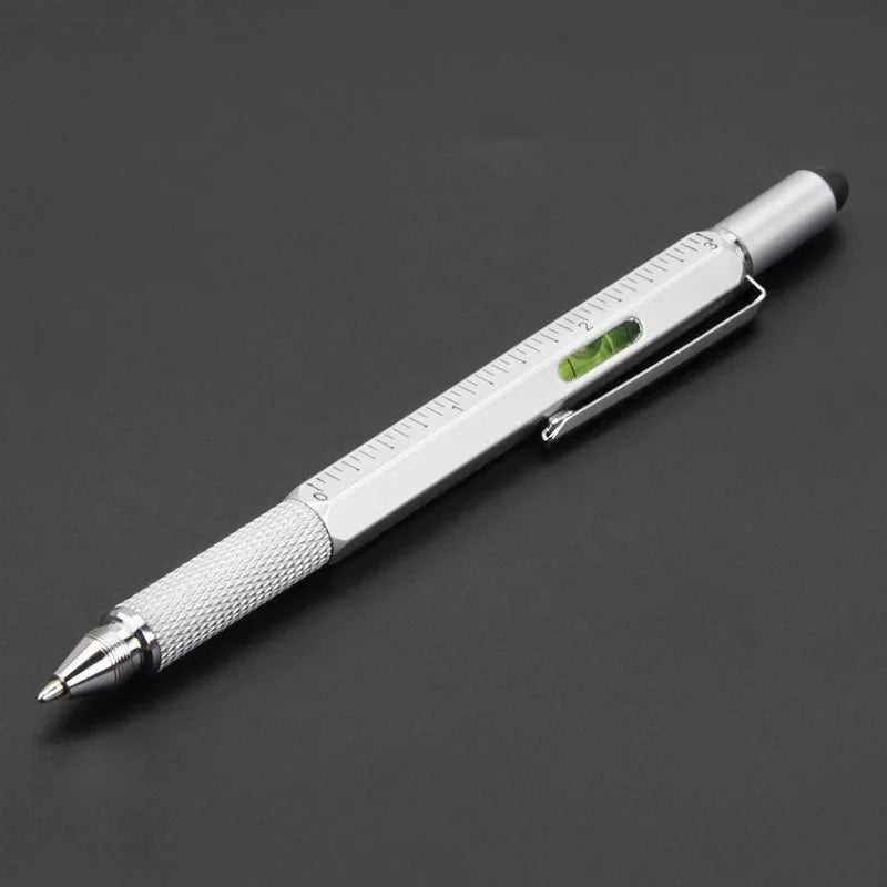 Stylo Multifonction 7-en-1 – Stylet Tactile, Tournevis, Règle, Niveau à Bulle & Stylo à Bille Rechargeable