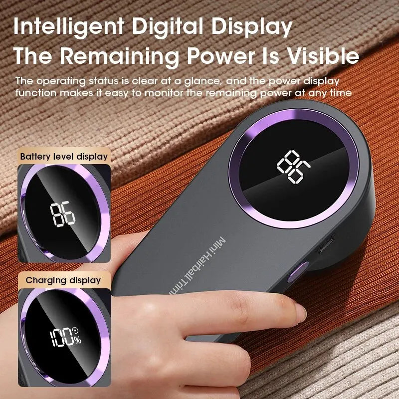 Tondeuse Textile avec Affichage LED & Batterie Longue Durée