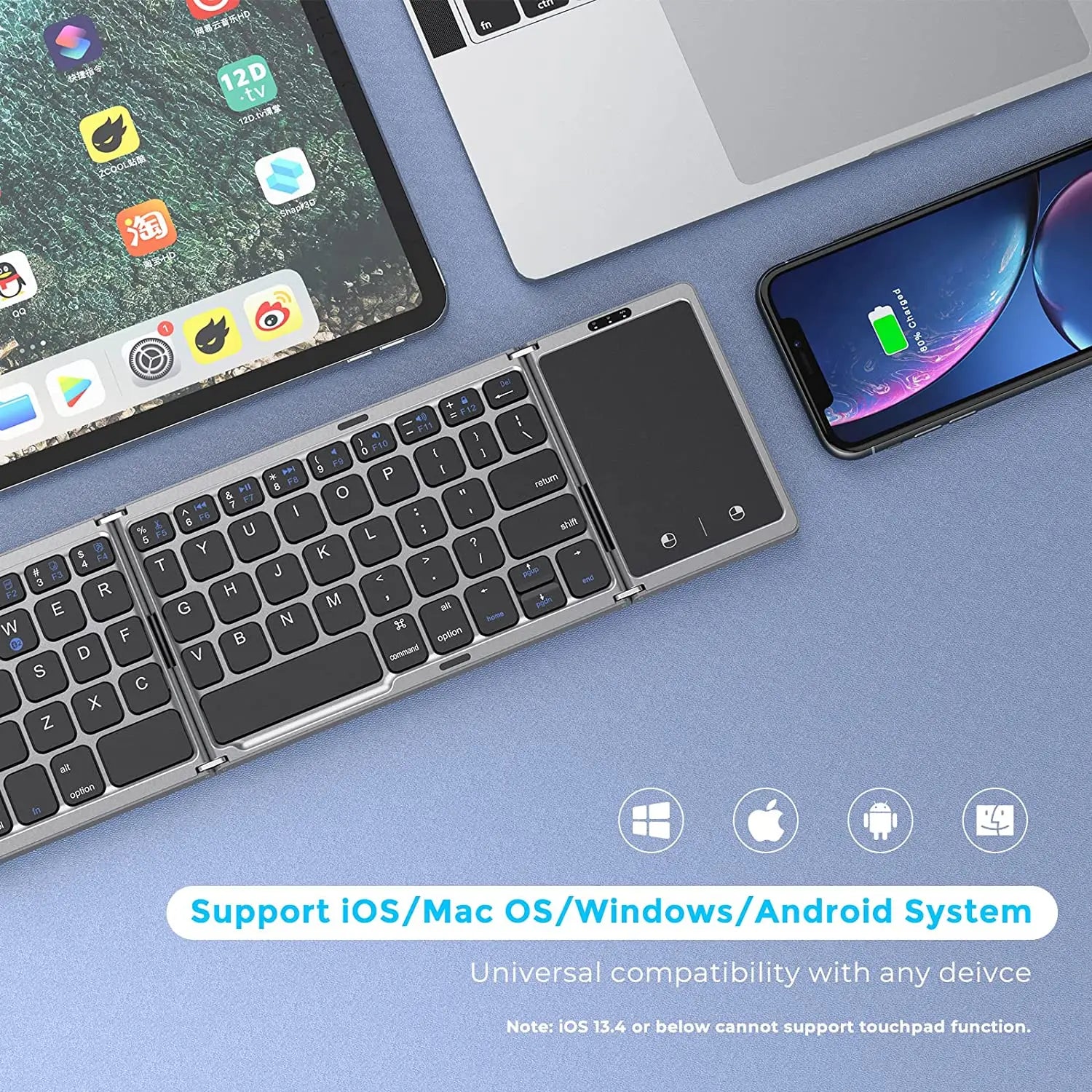 Clavier Bluetooth sans fil pliable - PC & Smartphone