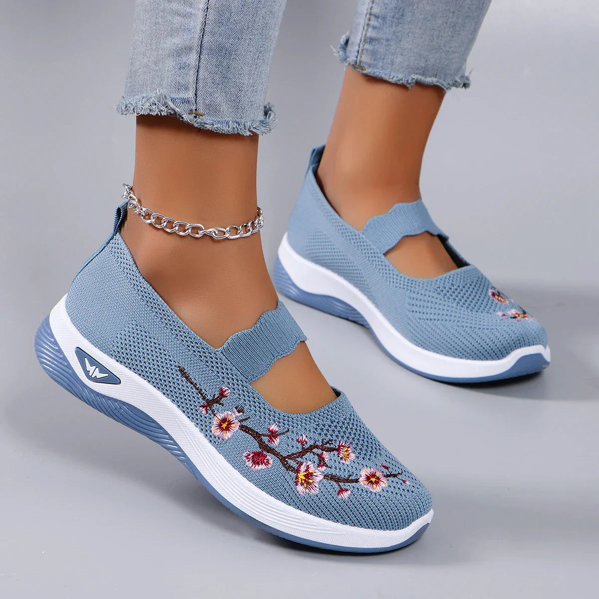 Mocassins en Maille avec Broderie Florale - Printemps