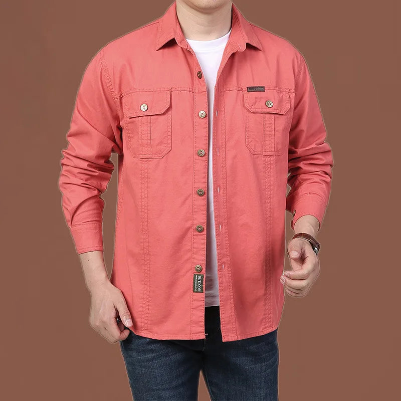 Chemise Homme Multi-Poches – Manches Longues & Col Revers