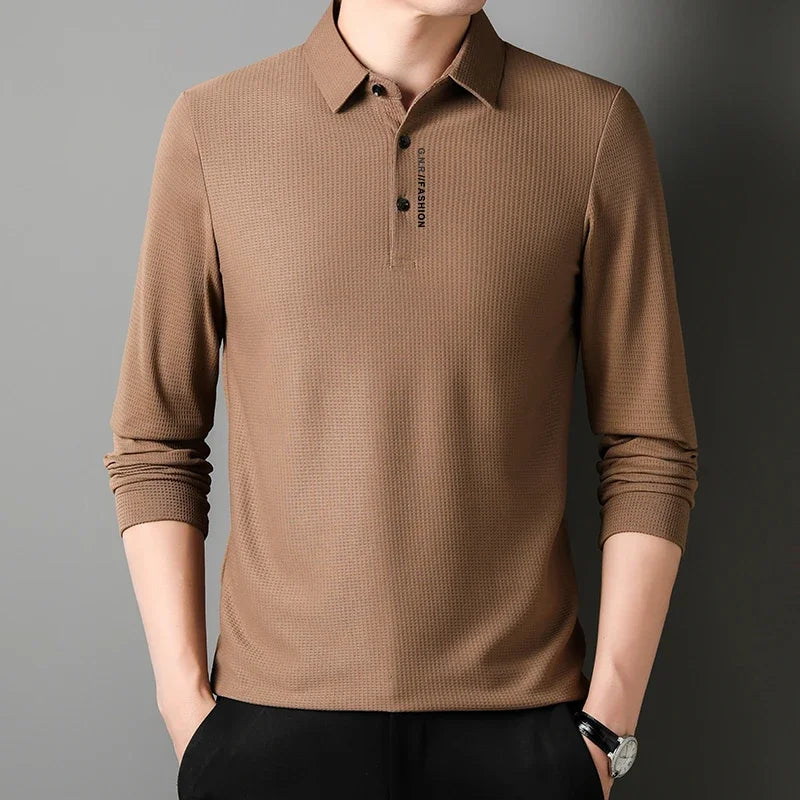Polo Homme Gaufré Confort - Manches Longues