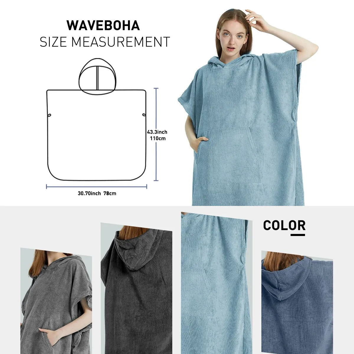 Poncho Serviette Microfibre à Séchage Rapide & Capuche