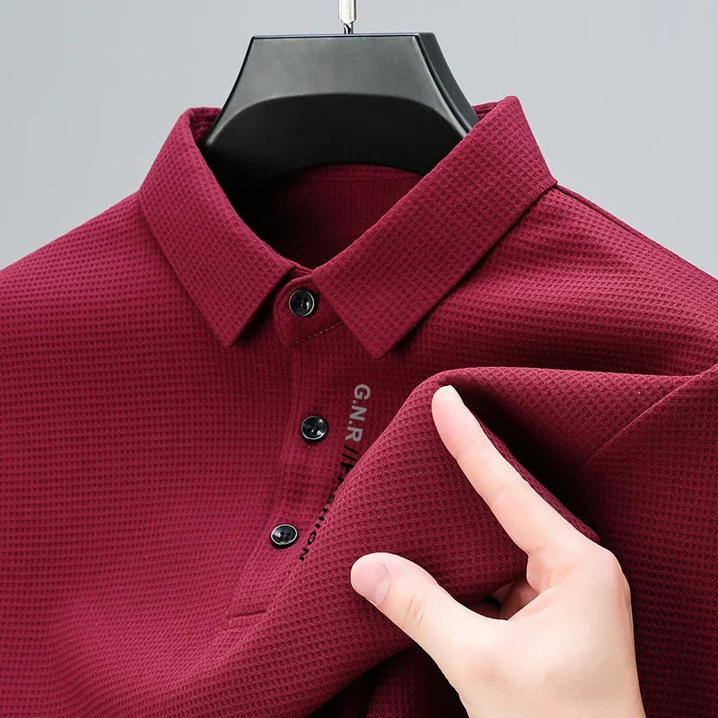 Polo Homme Gaufré Confort - Manches Longues