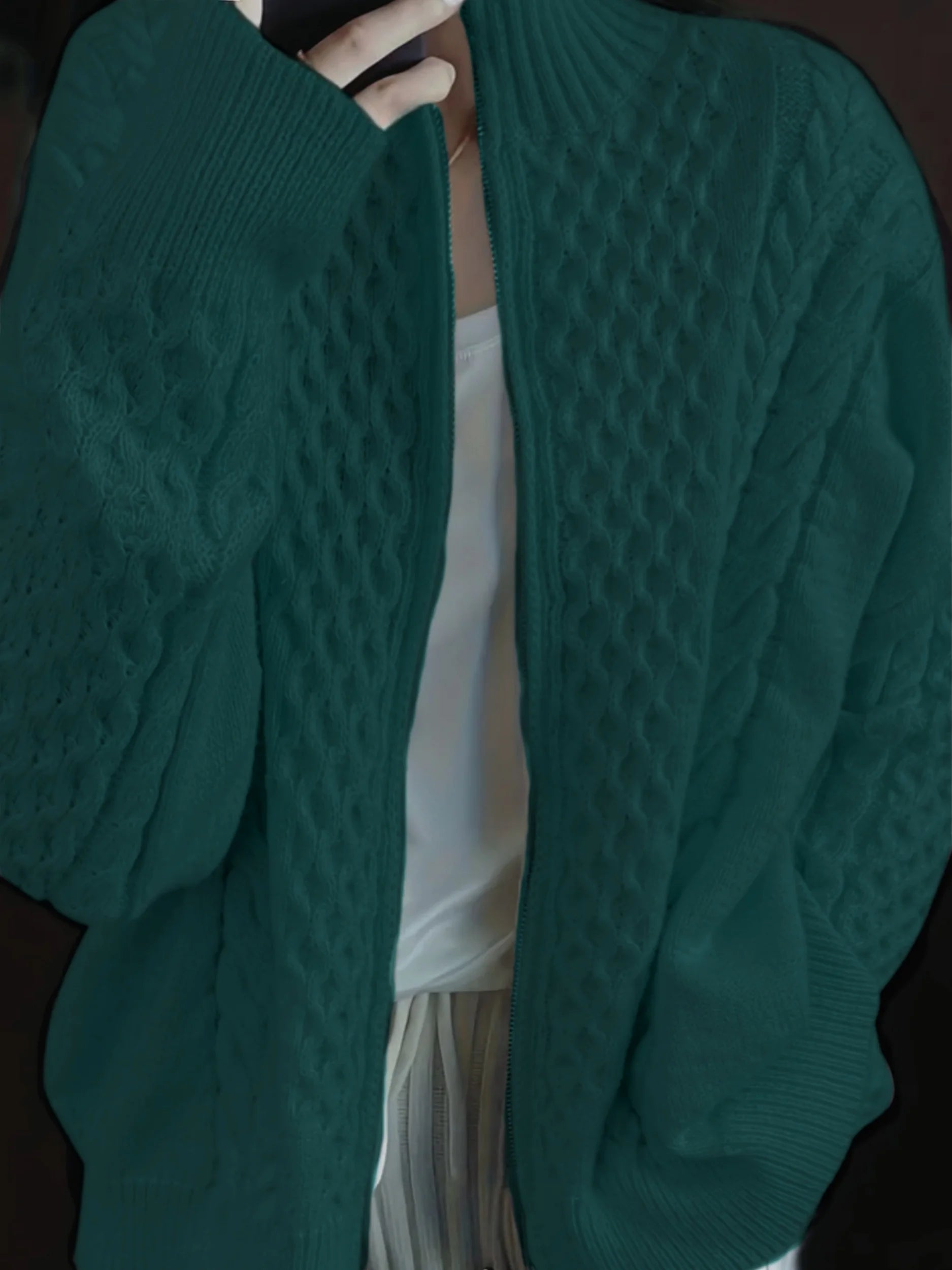 Cardigan Tricoté à Col Cheminé - Femme