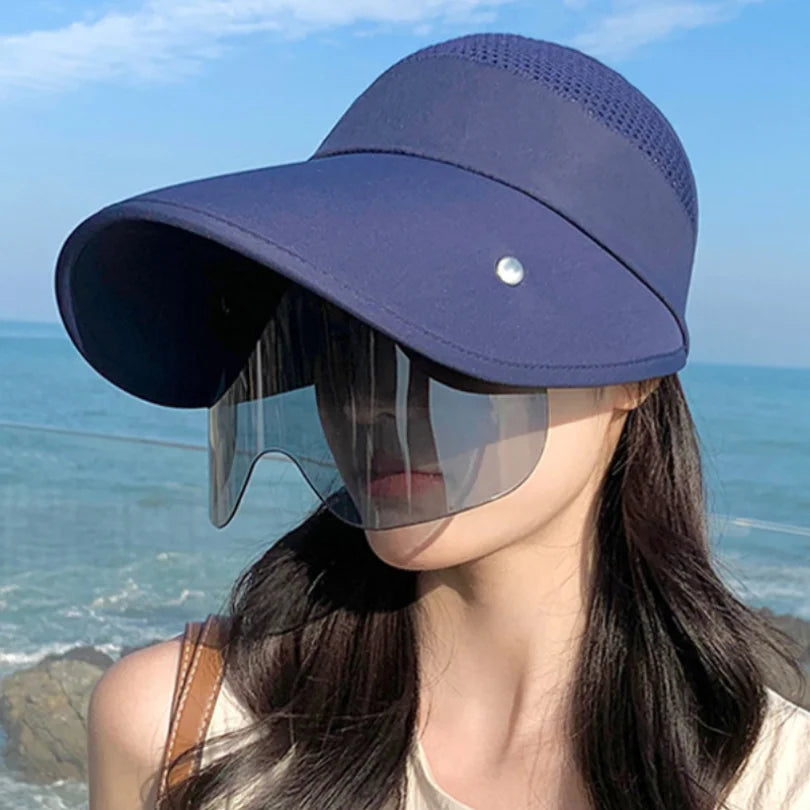 Chapeau d'été 2 en 1 à large bord  avec lunettes