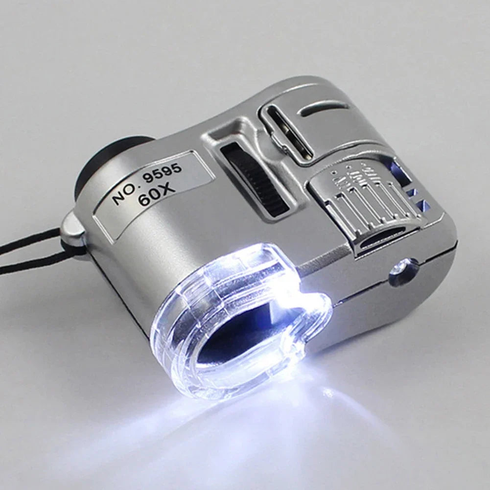 Loupe de Poche 60X avec LED – Mini Microscope Portable pour Bijoux, Devises et Inspection de Précision