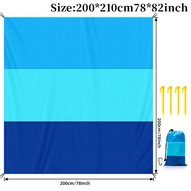 Tapis de Plage & Camping XXL Anti-Sable, Imperméable et à Séchage Rapide – Piquets & Housse FOURNIS