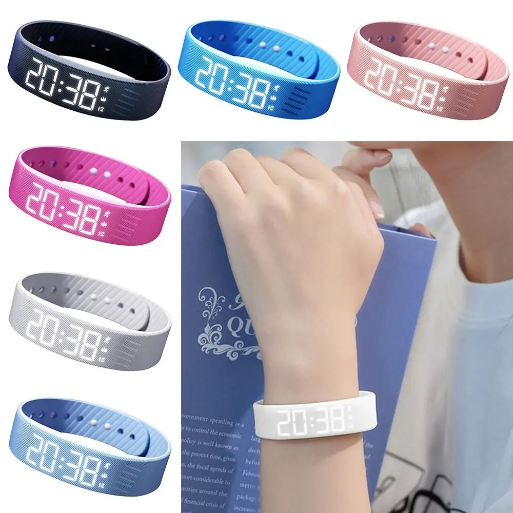 Bracelet Réveil Vibrant Étanche – Horloge LED avec Alarme, Podomètre et Bracelet Réglable