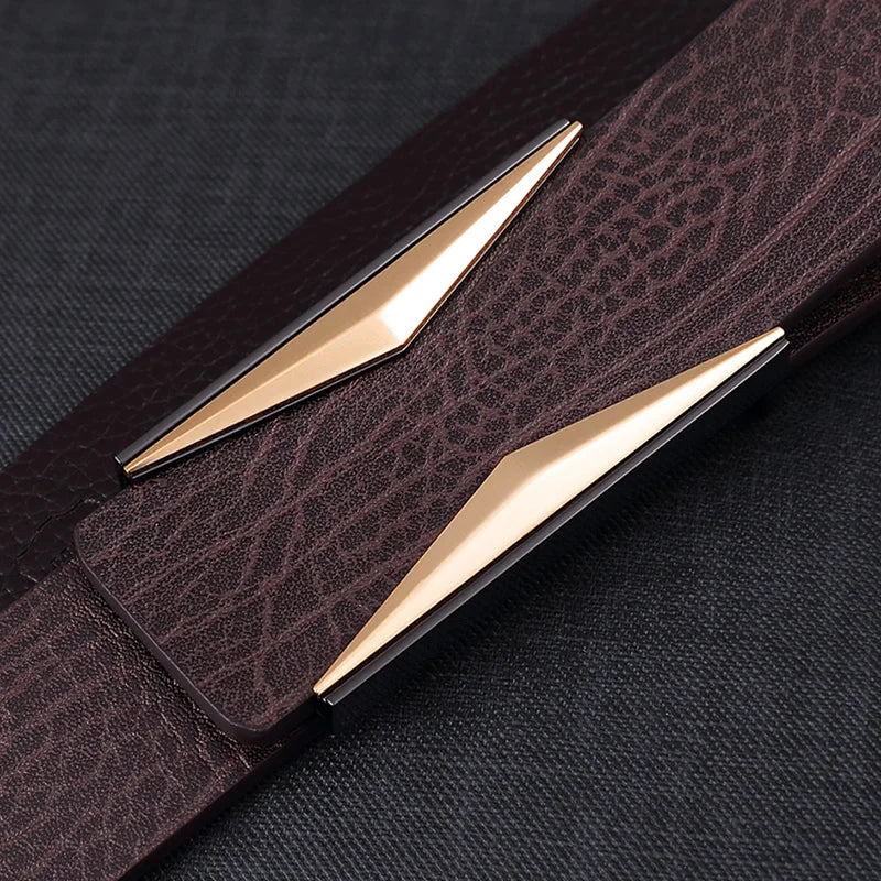 Ceinture design épuré en cuir véritable pour Homme