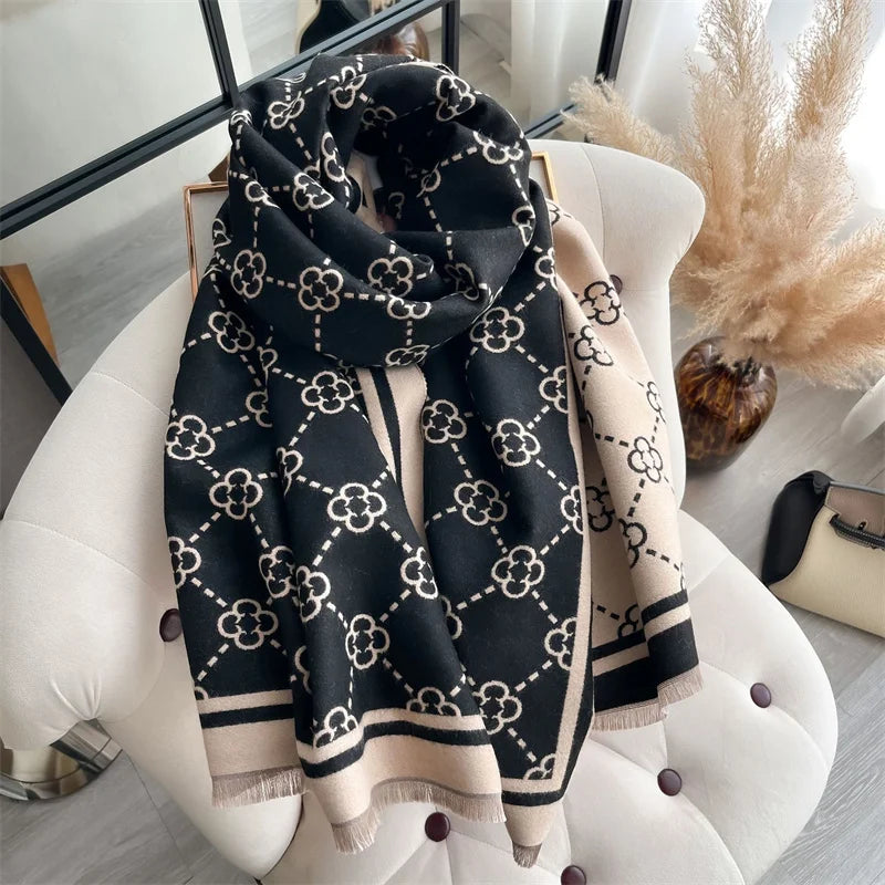 Écharpe Châle à Motif Monograme Imitation Cachemire