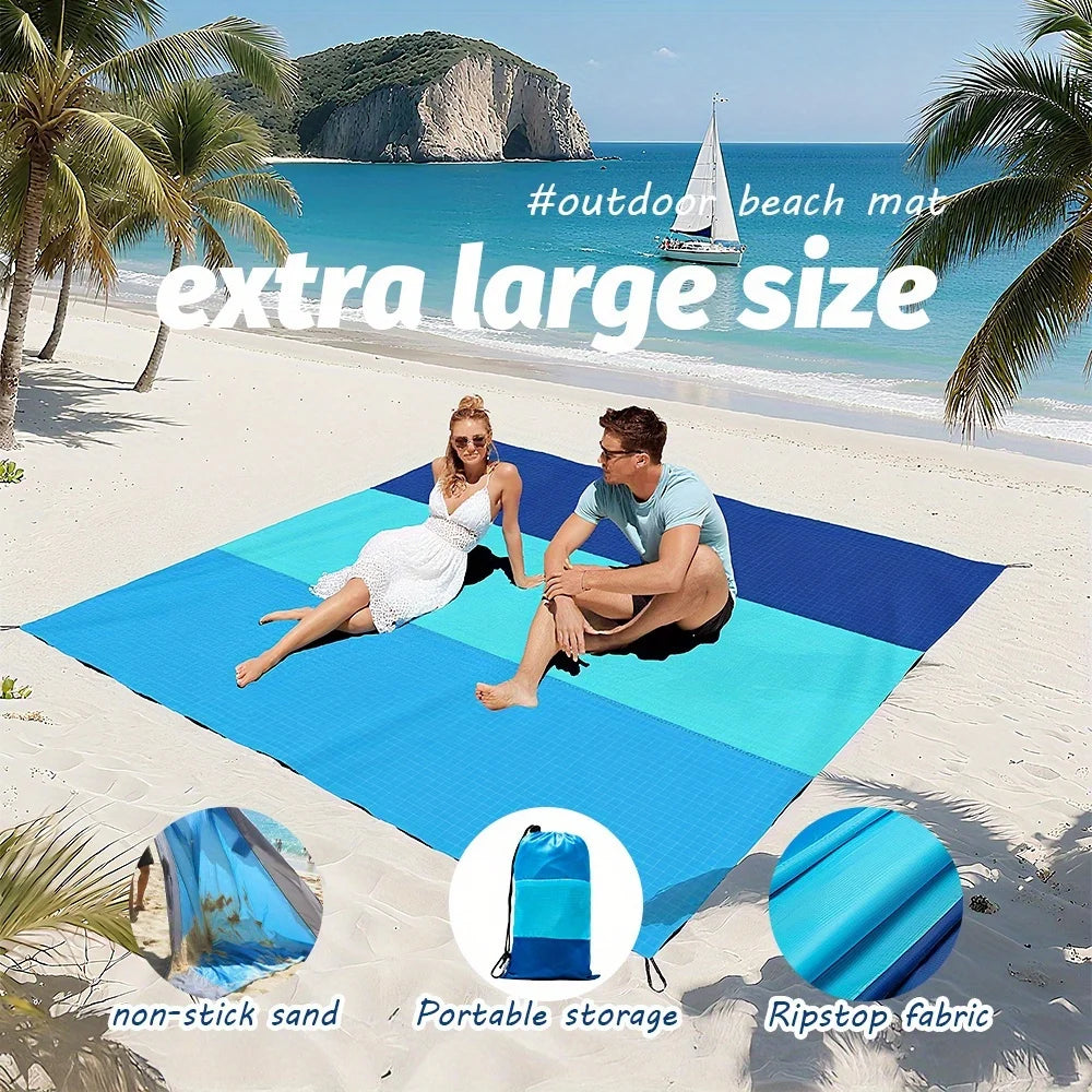 Tapis de Plage & Camping XXL Anti-Sable, Imperméable et à Séchage Rapide – Piquets & Housse FOURNIS