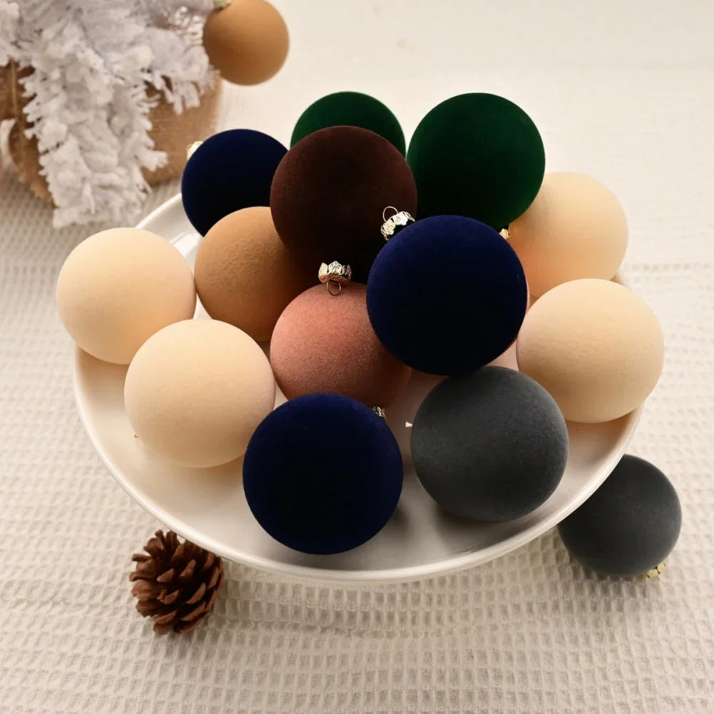 Ensemble de 12 Boules de Noël en Velours 5cm