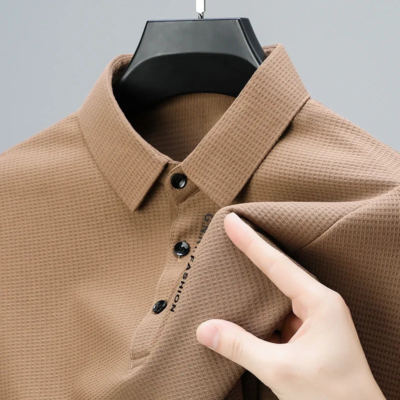 Polo Homme Gaufré Confort - Manches Longues