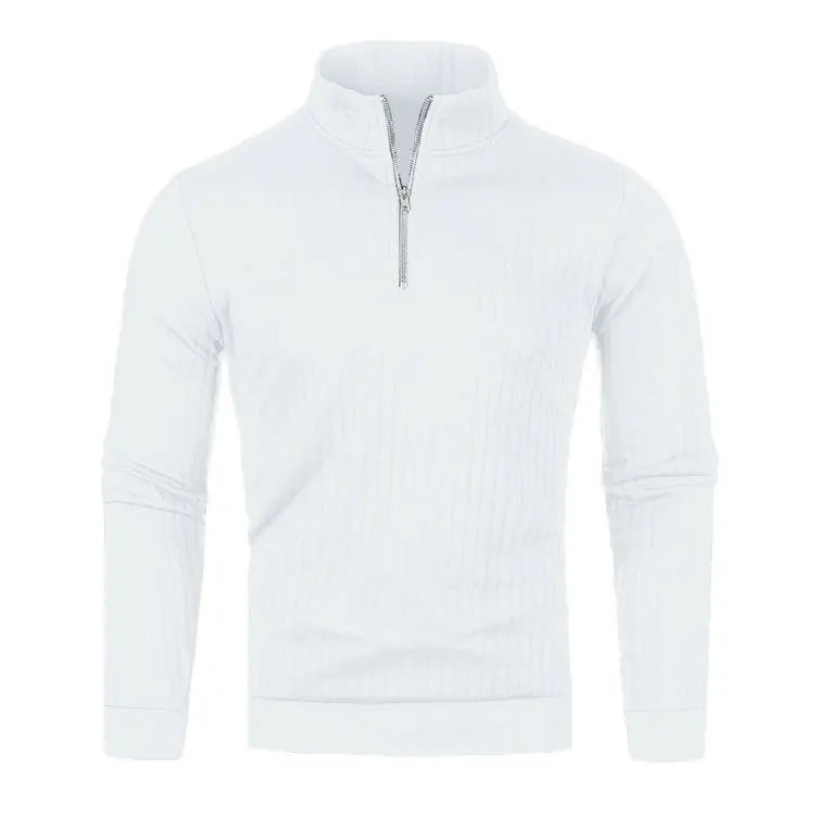 Pull côtelé à col cheminé à zip