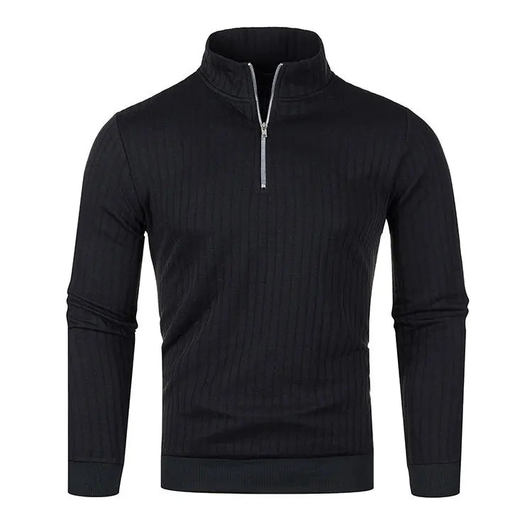 Pull côtelé à col cheminé à zip