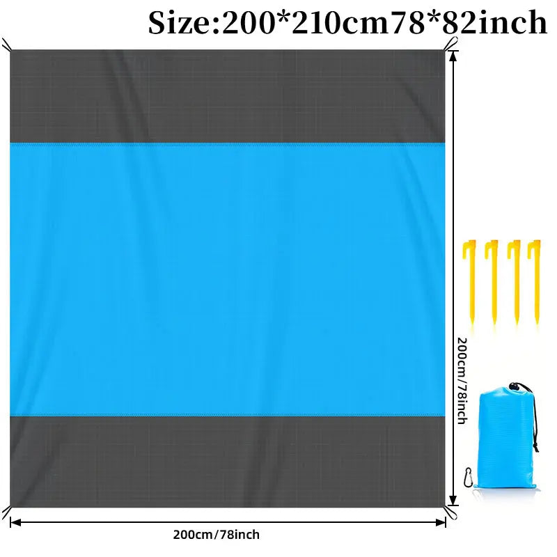 Tapis de Plage & Camping XXL Anti-Sable, Imperméable et à Séchage Rapide – Piquets & Housse FOURNIS