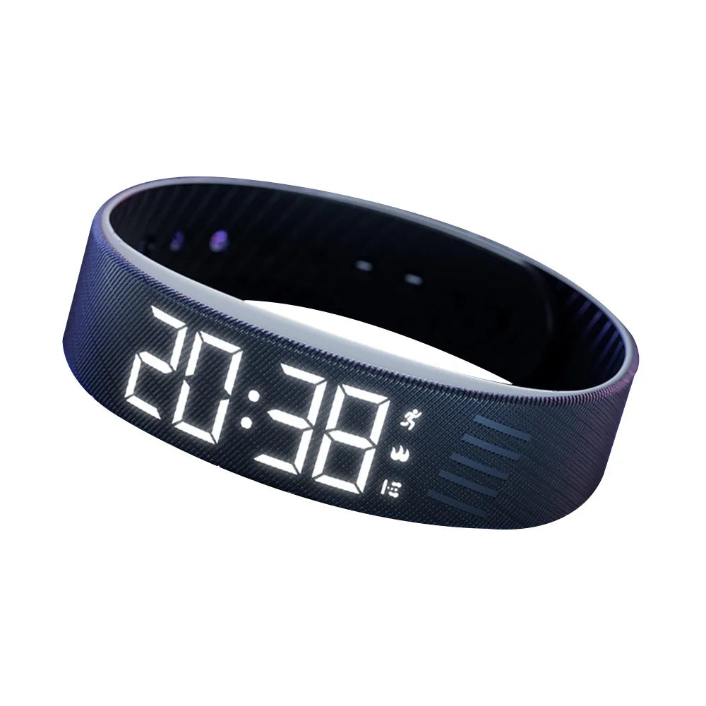 Bracelet Réveil Vibrant Étanche – Horloge LED avec Alarme, Podomètre et Bracelet Réglable