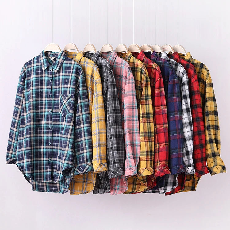 Chemise à Carreaux en Flanelle pour Femme - 10 Couleurs