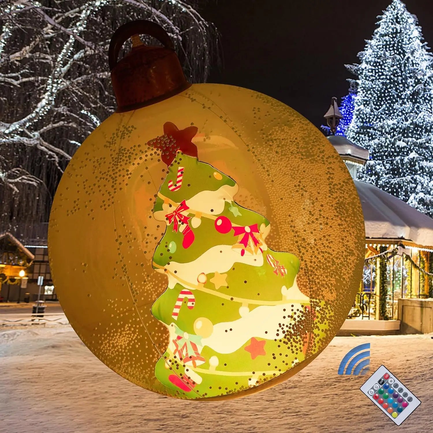 Boule de Noël Gonflable Géante 60cm à LED - 16 Couleurs & 4 Modes