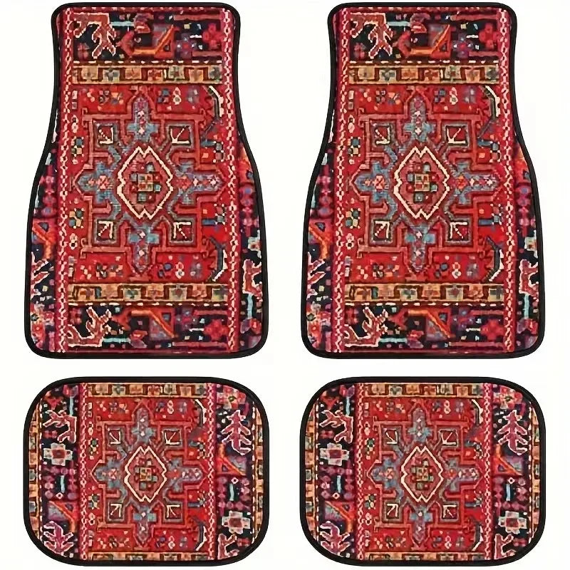 Tapis de Sol de Voiture en Caoutchouc Antidérapant à Motifs - 4PCS