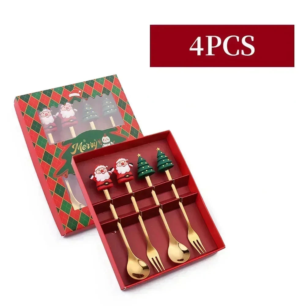 Coffret de 4 Couverts de Noël