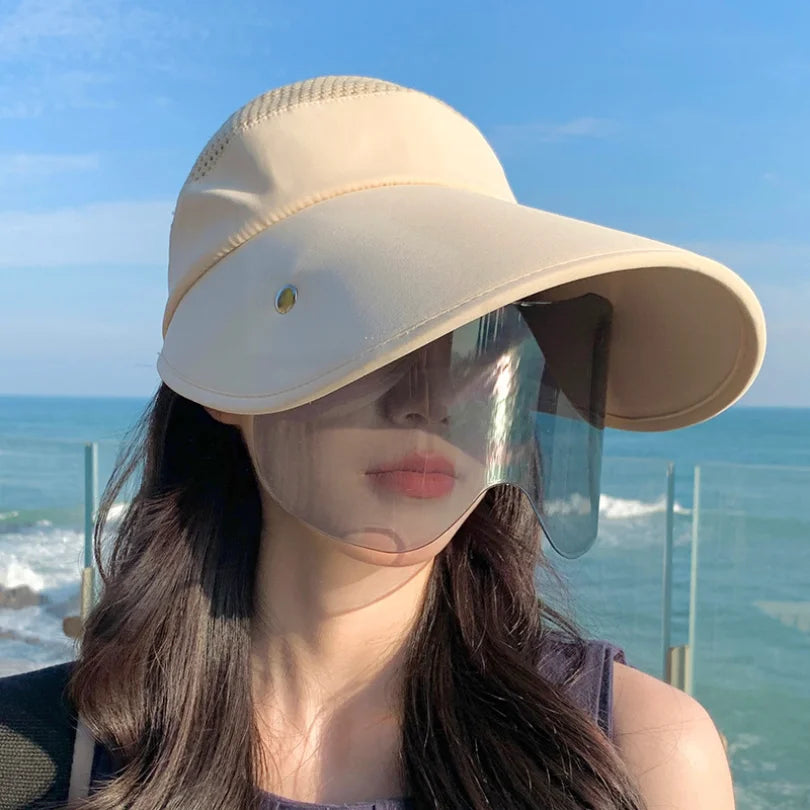 Chapeau d'été 2 en 1 à large bord  avec lunettes