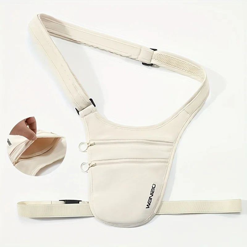 Mini Sac Bandoulière Antivol avec Sangle de Taille & 2 Poches Zippées – Pochette de Voyage pour Essentiels