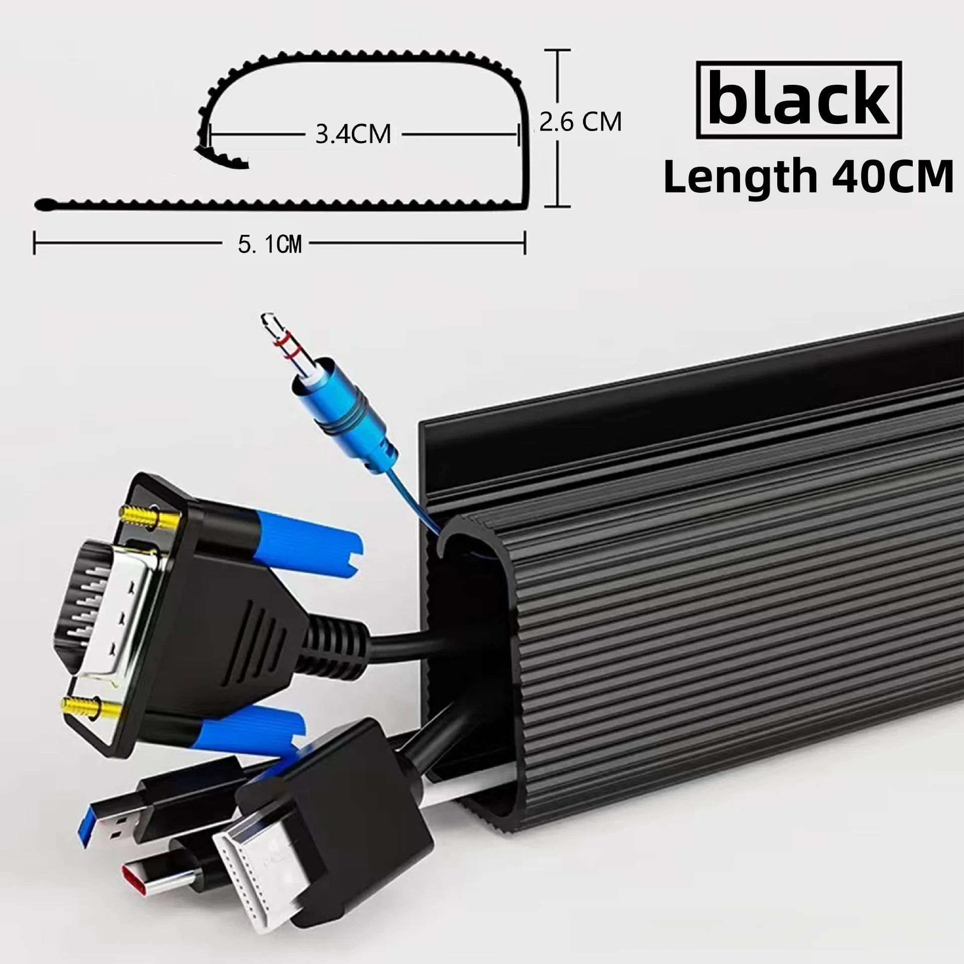 Cache-Câble en PVC Auto-Adhésif pour Fil d'Alimentation - 40CM