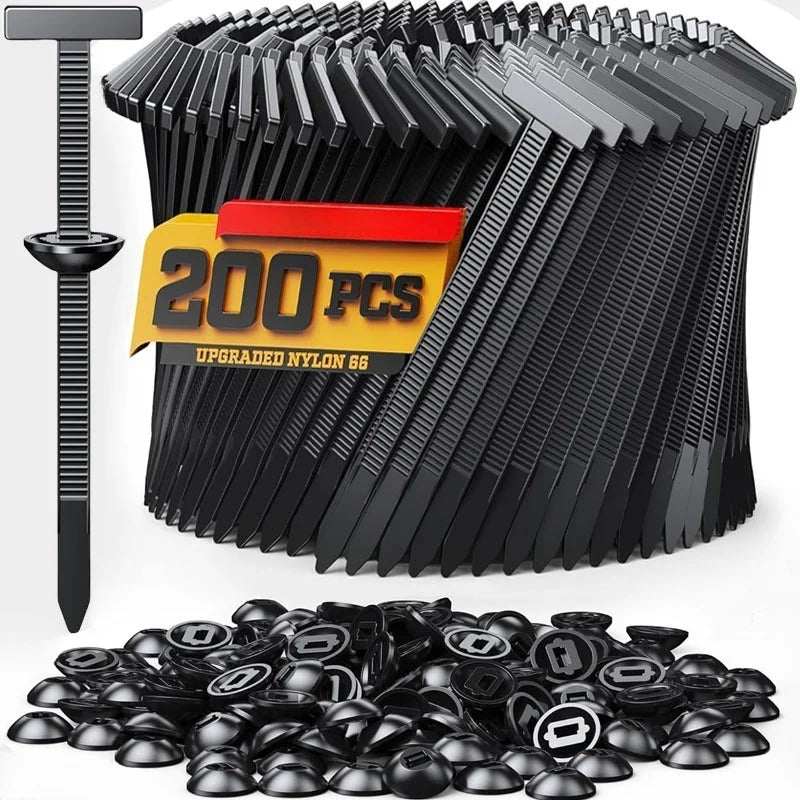 200x Attaches de Câble à Rivets Universels en Nylon