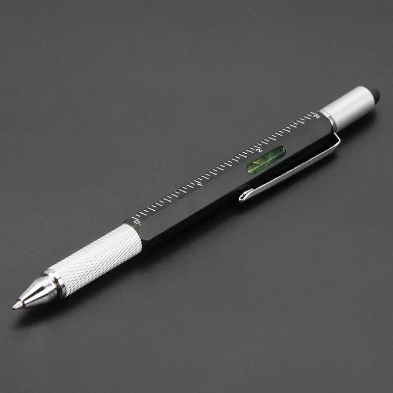 Stylo Multifonction 7-en-1 – Stylet Tactile, Tournevis, Règle, Niveau à Bulle & Stylo à Bille Rechargeable