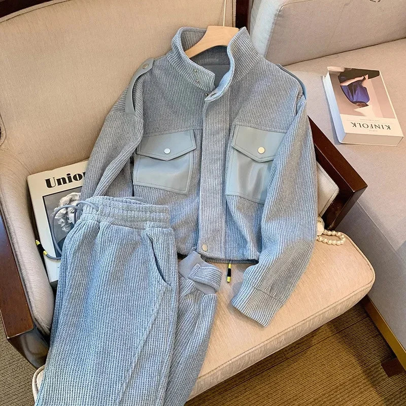 Ensemble Décontracté Veste & Jogging Bleu Ciel - Femme