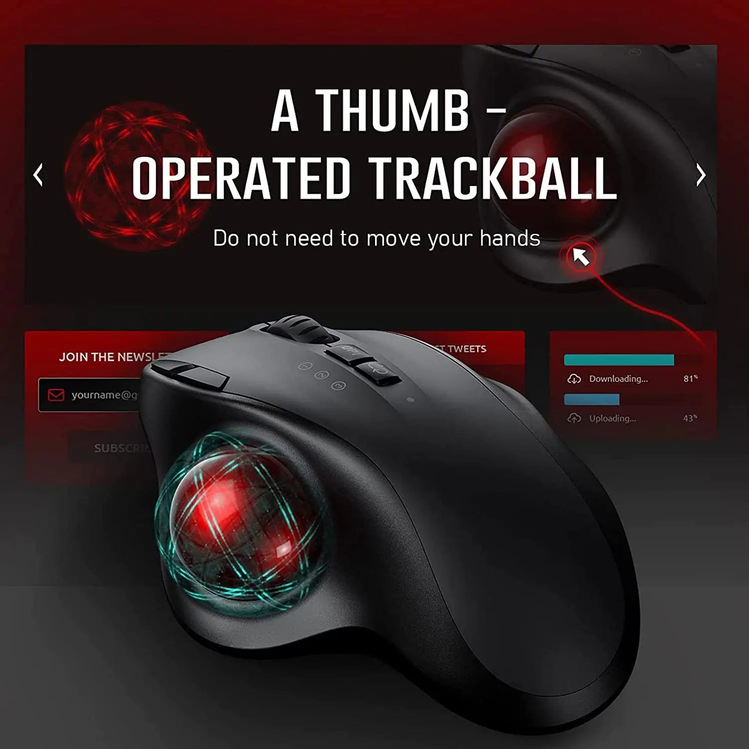 Souris ergonomique avec TrackBall Sans fil